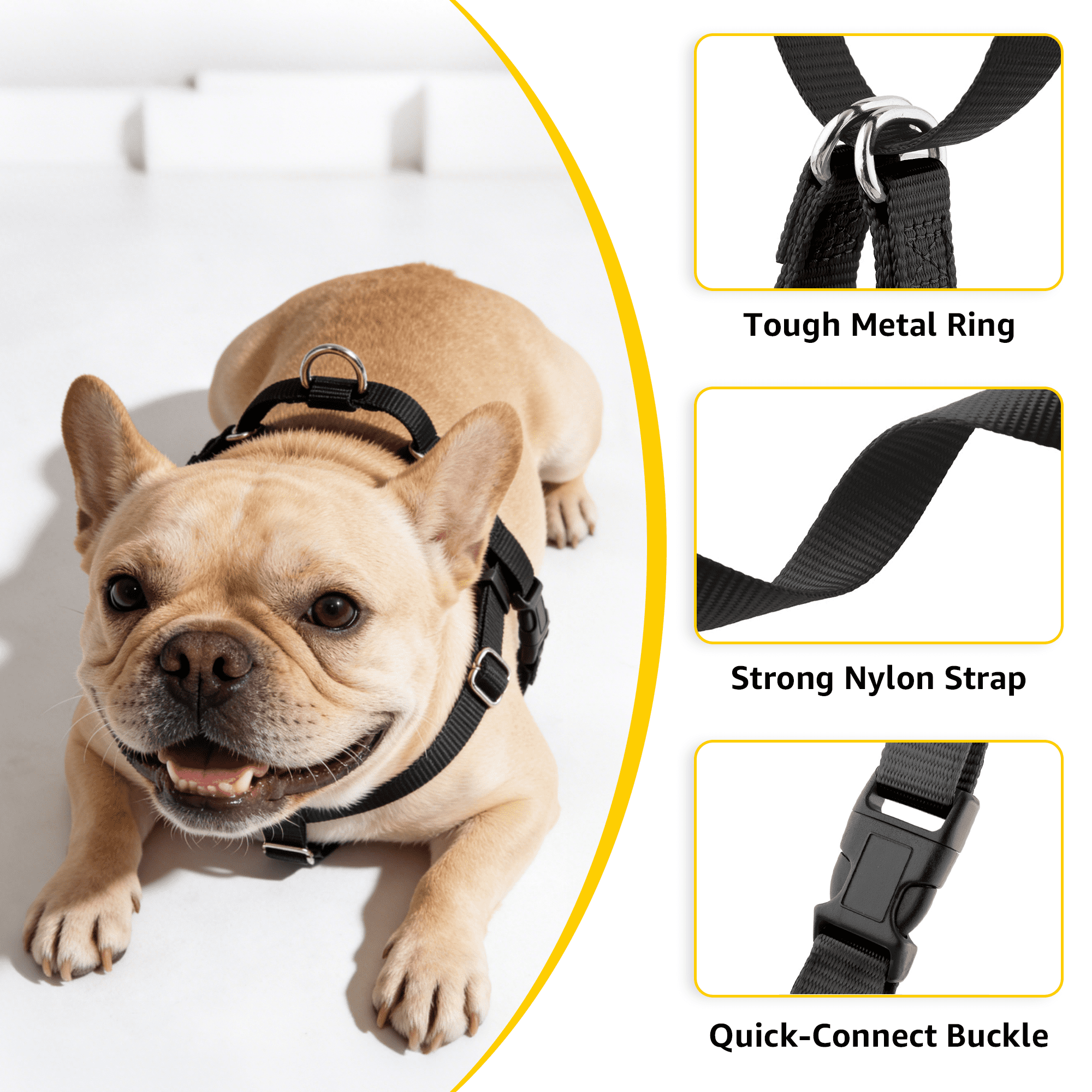 No-Pull Dog Harness and Leash Set, Front Clip Adjustable Vest with Handle for Control, Easy Walking Training(XL,Black)