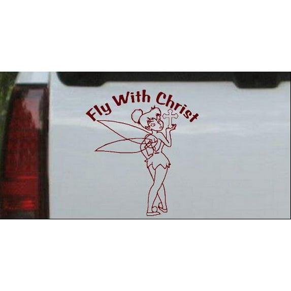Tinkerbell Fly With Christ Car or Truck Window Decal Sticker