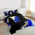 thumbnail image 3 of Feelyou Initial P Letter Queen Comforter Set, Blue Watercolor Artwork Bedding Sets, Cartoon Basketball Print Reversible Bedding Comforter Set, Microfiber Bedroom Decor, 3pcs, 3 of 8