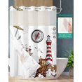 thumbnail image 2 of No Hook Shower Curtain with Snap in Liner, Vintage Illustration Sailboat Lighthouse Seagull Hotel Shower Curtains for Bathroom, Washable Shower Curtain Liner Set with Mesh Top Window, 72"x84", 2 of 6