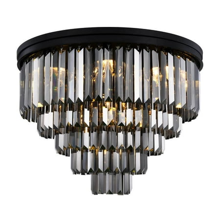 

Sydney 17 light Matte Black Flush Mount Silver Shade (Grey) Royal Cut Crystal