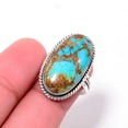 thumbnail image 5 of Copper Turquoise - Pilot Mountain 925 Sterling Silver Ring, 25X13 mm Oval Gemstone Ring, Blue & Brown Ring, Christmas Gift, Unique Jewelry Ring, Adjus, 5 of 8