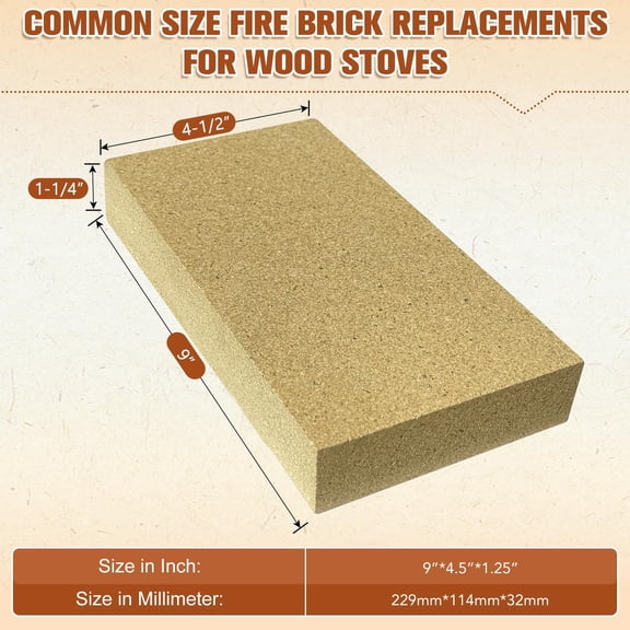 Fire Bricks - 12 Pack, 9" X 4-1/2" X 1-1/4"