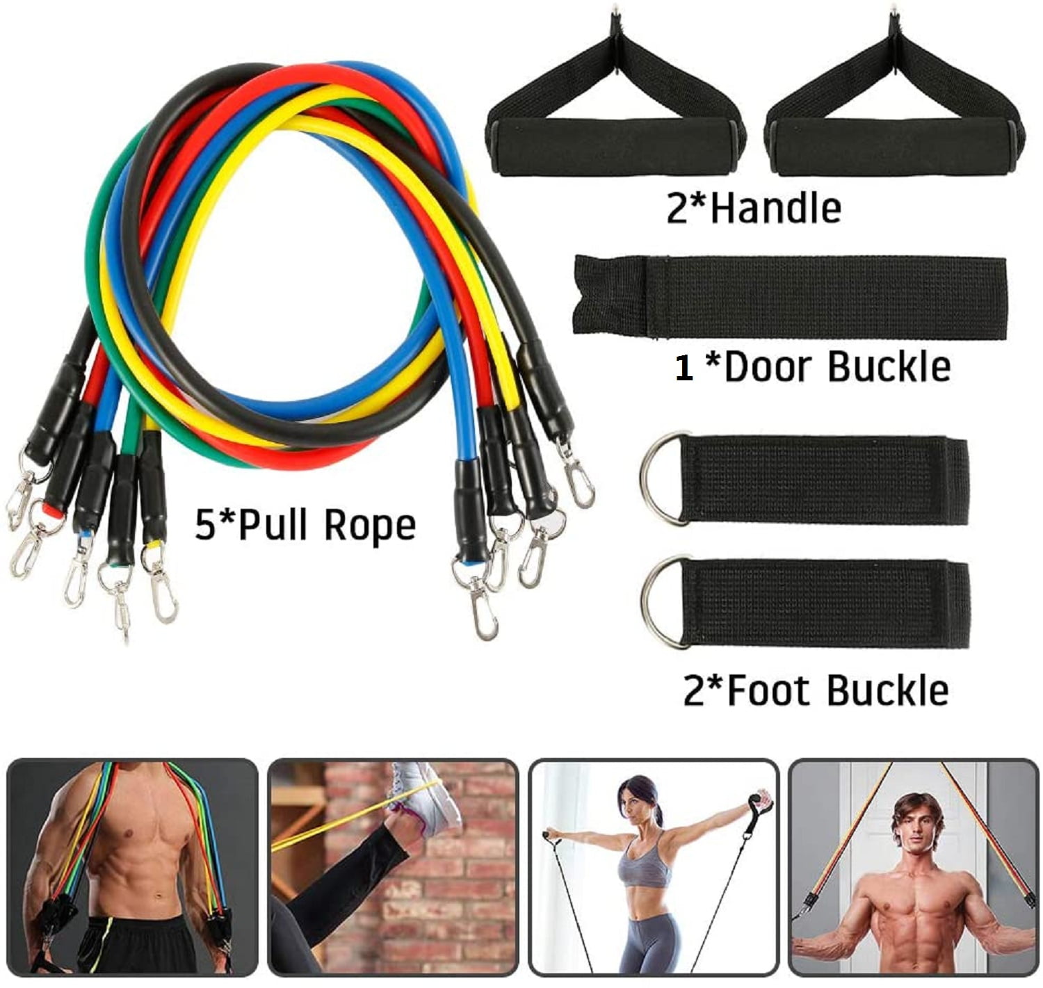 Handles and Ankle Straps Pahajim 11PCS Workout Resistance Bands Resistance Loop Bands with Handles for Men 5 Stackable Resistance Bands Set with Door Anchor 