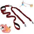 thumbnail image 1 of FrostHike Double Dog Leash. Dual Leash for Dogs 360° No Tangle Two Dogs Leash Adjustable Tangle Free Double Leash for Small Medium Large Dogs Walking Training (Red), 1 of 5
