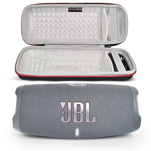 JBL Charge 5 Paquete de altavoz Bluetooth inalámbrico portátil a prueba de agua con estuche protector portátil rígido Boomph - Gris