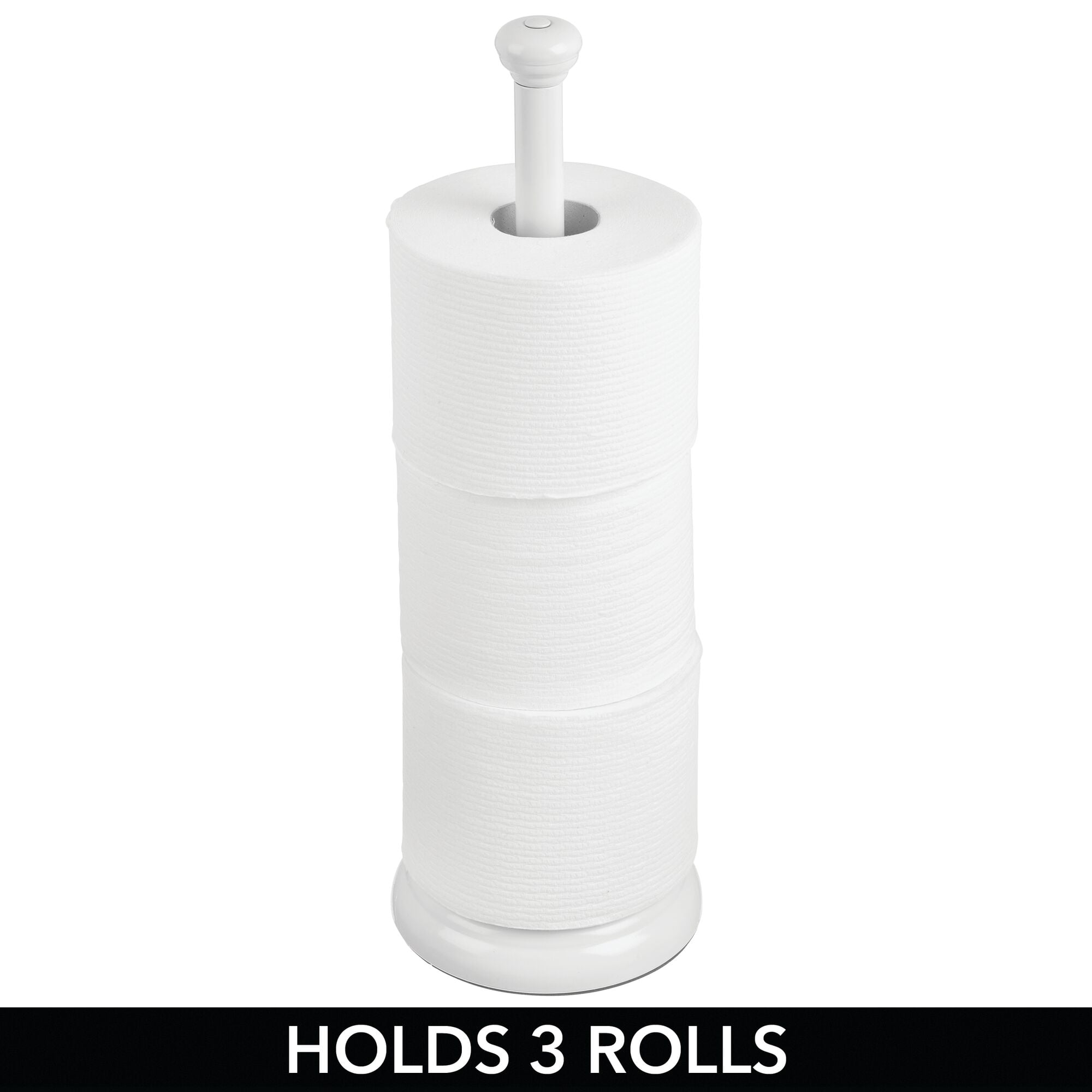 mDesign Metal Free-Standing Toilet Paper Holder - White
