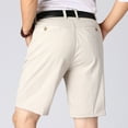 thumbnail image 4 of WTOBBY Men's Plus Size Solid Color Cotton Casual Bermuda Shorts, Comfort Loose Fit Elastic Waist for Big and Tall Daily Wear ,Beige S, 4 of 5