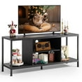 thumbnail image 6 of Aiho Mid-Century Wooden TV Stand for TVs up to 65" with Open Storage Shelves and Metal Frame - Black, 6 of 11