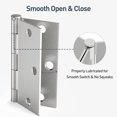 thumbnail image 5 of 3-1/2 in Square Corner Door Hinge, 6 Pack Squeak Proof Indoor Interior Door Hinge for Bedroom, Bathroom, Cabinet, Satin Nickel, 5 of 7