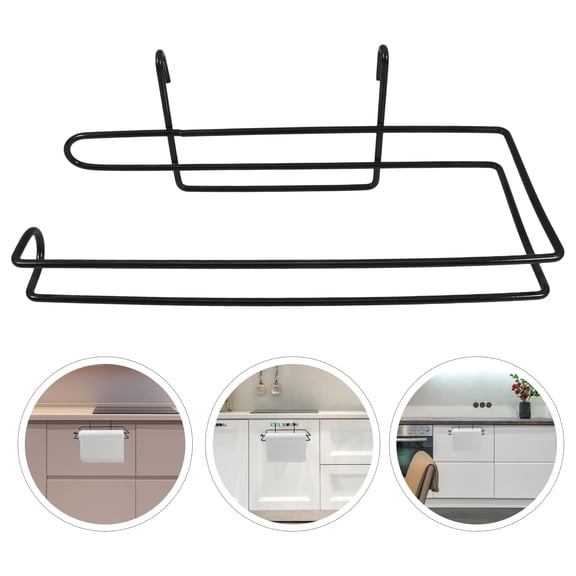 GOOHOCHY Wire Shelving Paper Towel Holder Black Hanging Paper Towel Holder For Kitchen Dorm Laundry Room And Stove