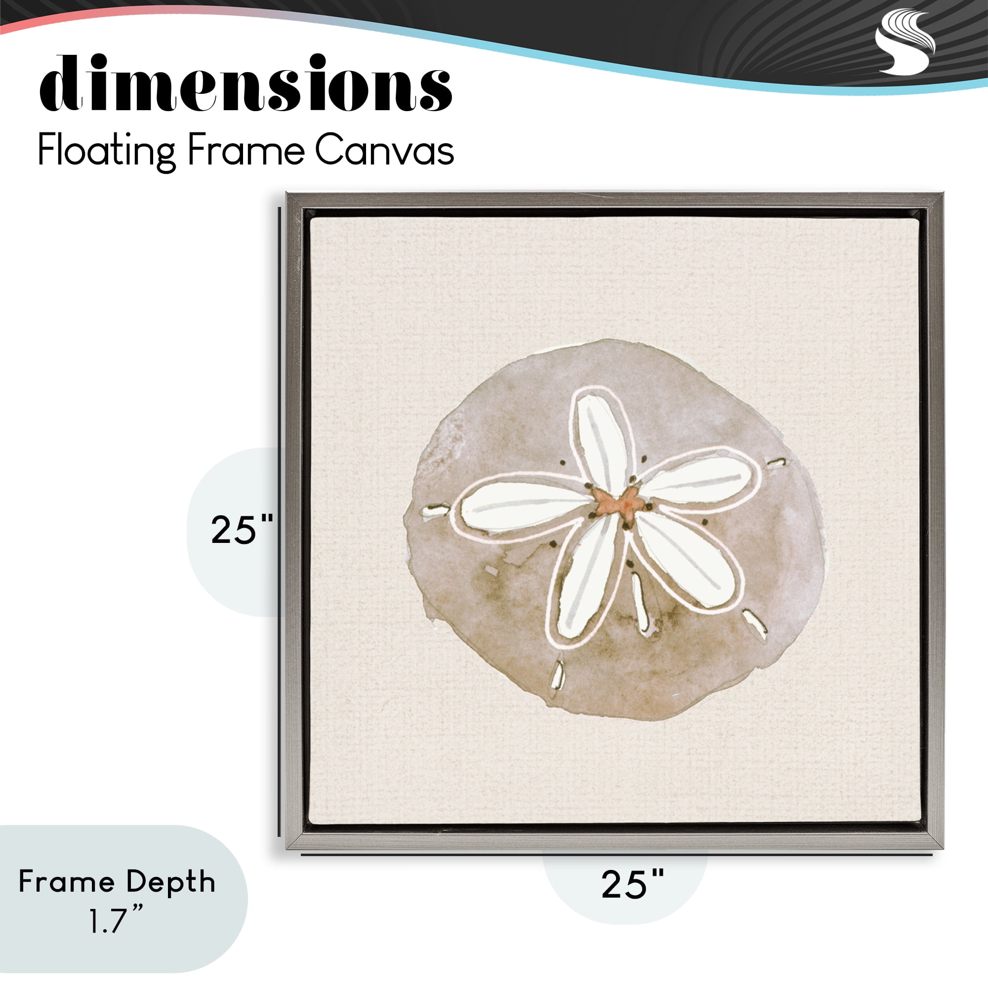 Stupell Industries Serene Beige Sand Dollar Gray Framed Floater Canvas Wall Art, design by Lanie Loreth