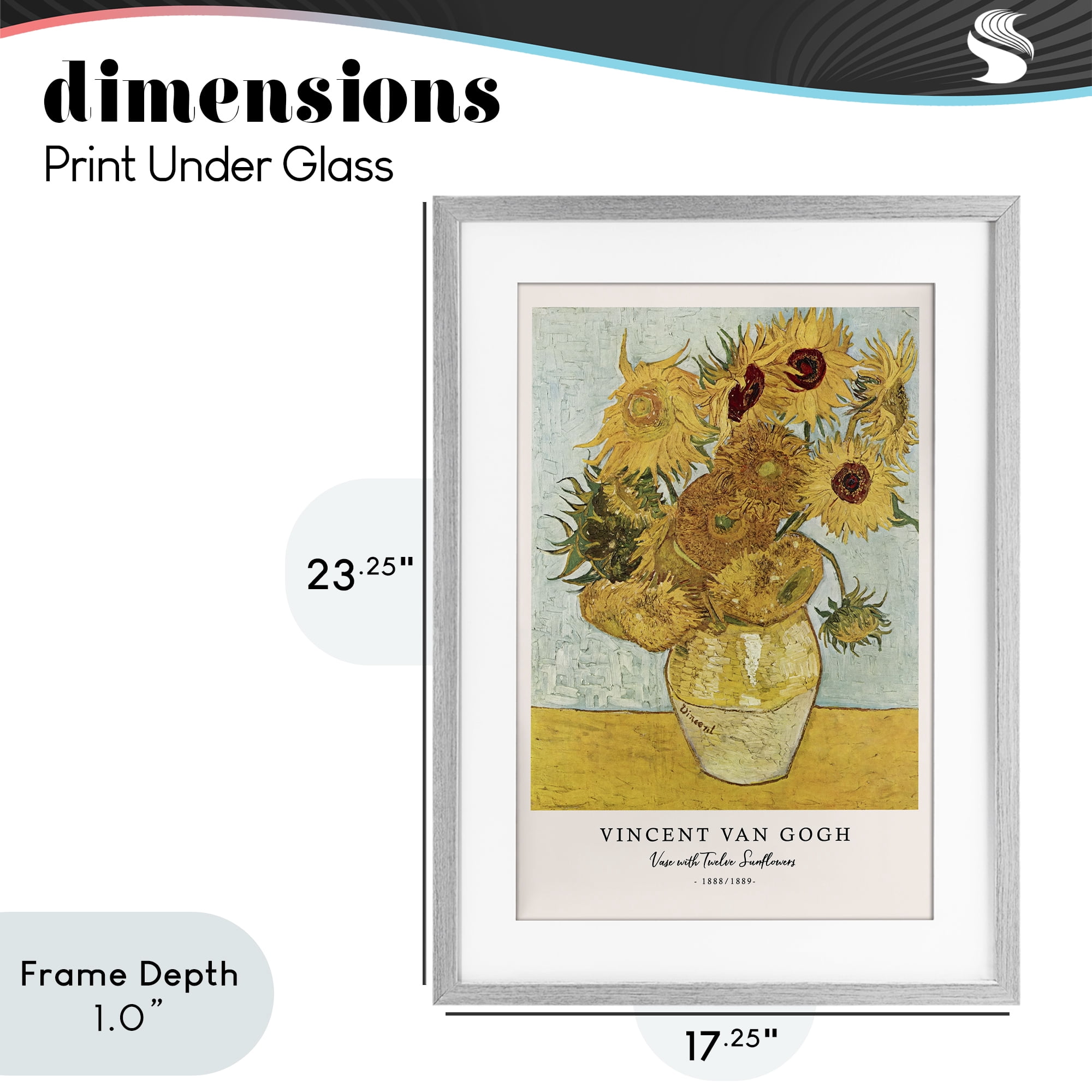 Stupell Industries Classic Vase with Twelve Sunflowers Gray Framed Print Under Glass, design by Vintage Hustle