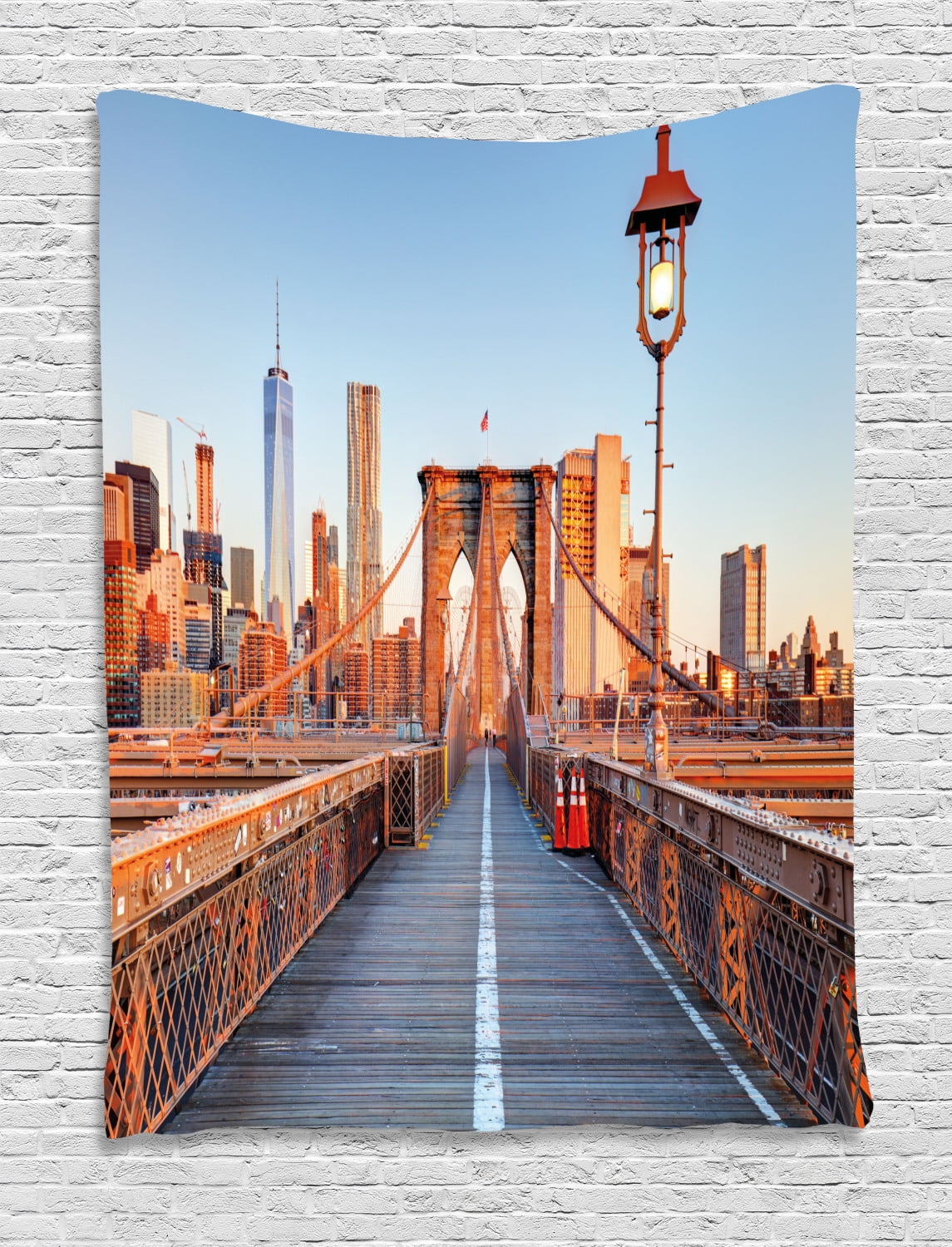 City Tapestry, New York Skyline Closeup Brooklyn Bridge in Manhattan ...