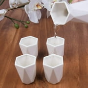 DEco 5 Piece Traditional Porcelain Japanese Sake Set, White - 1 Tokkuri Bottle (18 oz) and 4 Ochko Cups - Unique Modern Design - Great Gift Set for Weddings, Housewarmings