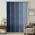thumbnail image 3 of Navy Blue Ombre Wood Sheer Curtains 72 Inch Length, Light Filtering Voile Curtain Panel, Farmhouse Vintage Gradient Wooden Rod Pocket Drapes Window Treatments for Living Room Bedroom 52"x72", 3 of 9