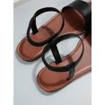 thumbnail image 2 of Women Elastic Band Ankle Strap Sandals, Elegant Summer Black Flat Sandals, 2 of 5