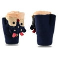 thumbnail image 3 of Children Winter Gloves Christmas Cartoon Elk Flip Half-Finger Mittens for Girl Boy Kids Warm Plush Lined Fingerless Glove (Grey,One Size), 3 of 7