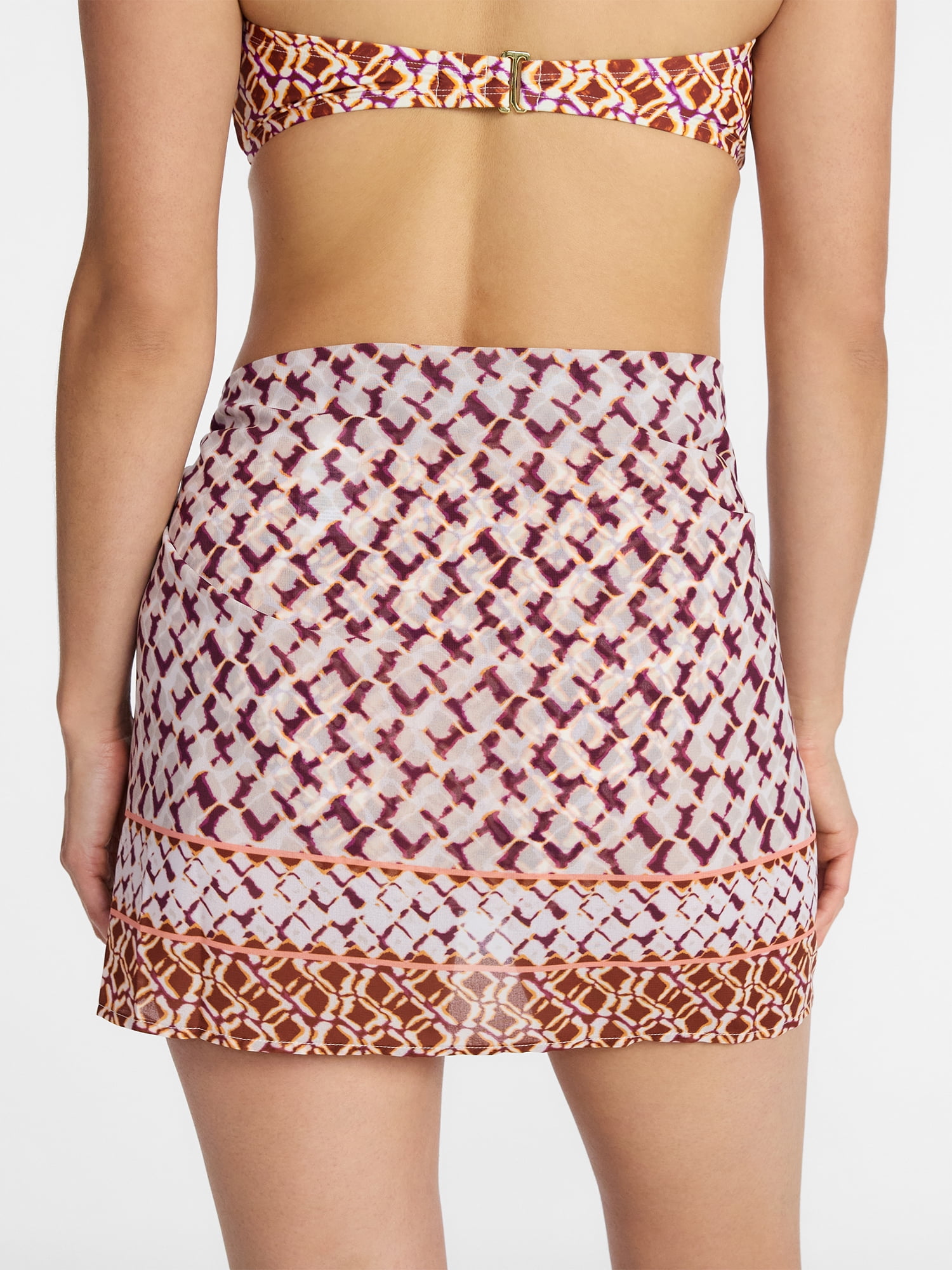 Time and Tru Women's Mini Sarong Coverup with Ring Buckle, Sizes S/M-1X/2X