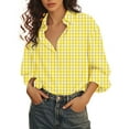 thumbnail image 3 of Women's Blouses & Button-Down Shirts! Comdrip Womens Long Sleeve Button Down Shirts Casual Blouse Tops Spring Fashion 2025 Womens Button Down Blouse Yellow1 4XL, 3 of 8