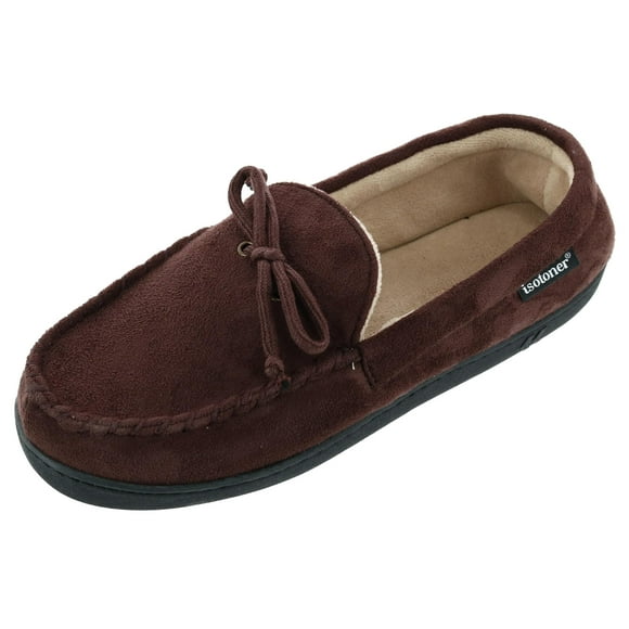 Isotoner Men's Microsuede Moccasin Slipper with Whipstitch