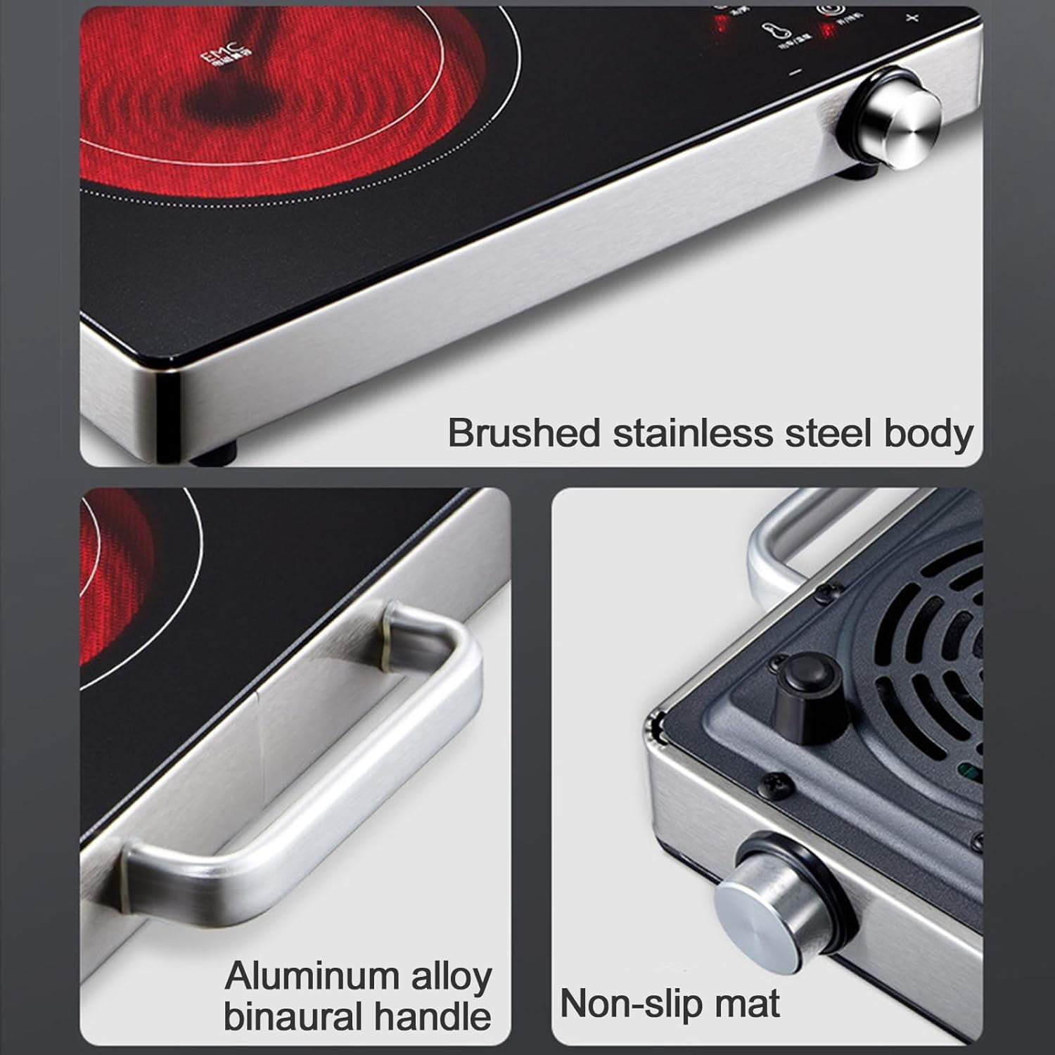 LASIEYO 3500W Hot Plate Electric Ceramic Stove Infrared Induction Cooker Home Cooktop Cooking Furnace US 110V, Electric Stove Portable Cooker Cooktop 2 Handle for Cooking