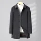 thumbnail image 2 of Abrigo de lana de doble cara para hombre, largo medio, informal, cuello de traje de lana, forro de plumón de pato, chaqueta cálida y ajustada, 2 of 4