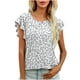 thumbnail image 1 of Mujer suelta casual manga corta cuello redondo estampado casual blusa camiseta túnica tops Fridja  ghk5547, 1 of 5