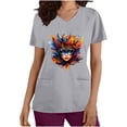 thumbnail image 2 of BiZtdJrK Womens Mardi Gras Scrubs 2025 Spring Scrub Tops Carnival Funny Graphic Shirts Casual V Neck Medical Nursing Uniforms with Pockets Gray S, 2 of 6