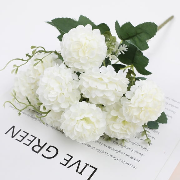 Artificial Hydrangea Flower Bouquet, Artificial Flowers Ball Hydrangea Chrysanthemum Plants Bouquet Ornament Home Decor Hotel Room Desk Vase Wedding Party Decoration