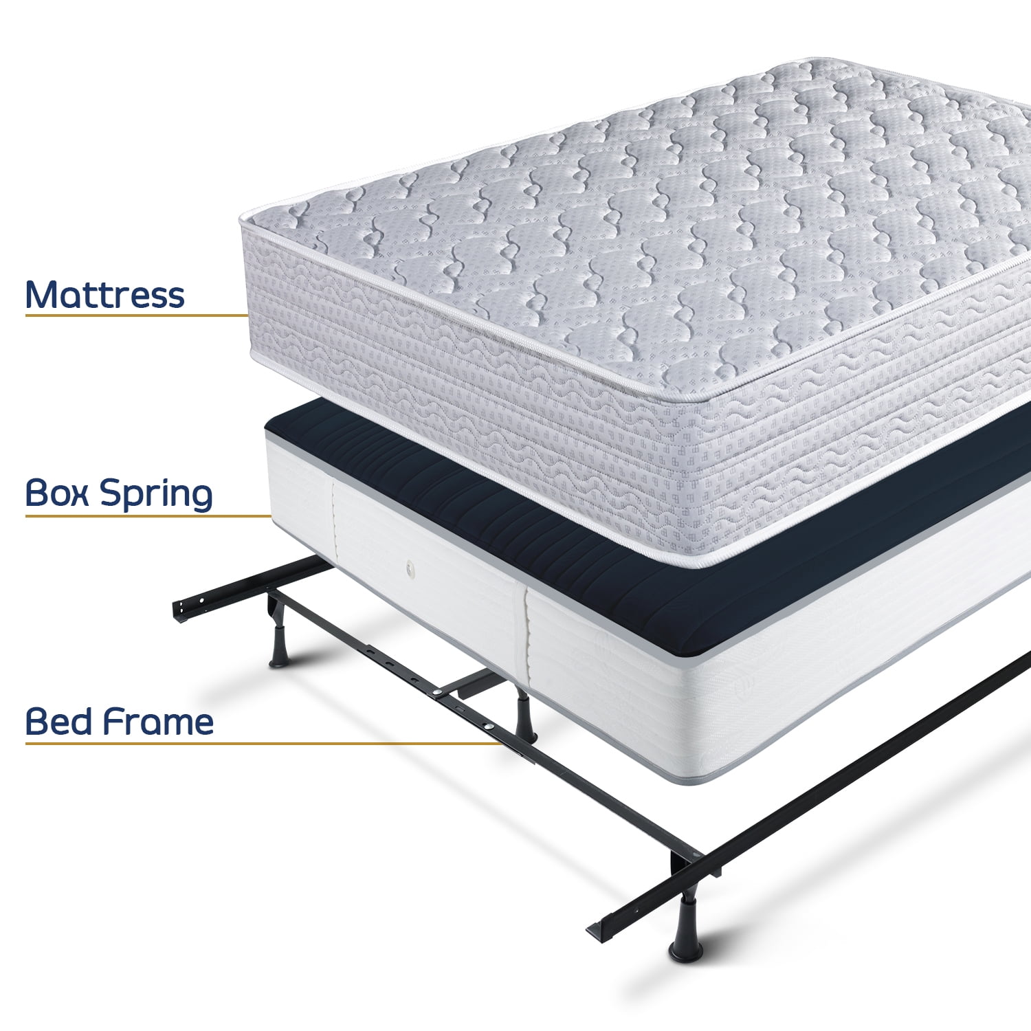Clara Clark 5.25" Metal Adjustable Full/Queen/King Bed Frame with Center Support, Black
