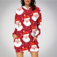 thumbnail image 1 of TIMIFIS Robe Chandail à Capuche pour Femmes Imprimé de Noël Manches Longues Ample avec Poches, 1 of 6