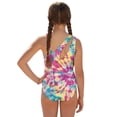 thumbnail image 2 of Whosucclay Rainbow Tie-Dye Pattern Girls Swimwear One Piece, Removable Bra Quick Dry Girls Swimsuit for Vacation, 9-10 Years Old, 2 of 10