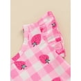 thumbnail image 6 of FEORJGP Little Girls Summer Outfit 0 6M 12M 18M 2T 3T Toddler Baby Flying Sleeve T-shirt Strawberry/Sunflower Print Crew Neck Tops Plaid PP Shorts Set Sweet Casual Clothes for Vacation Daily, 6 of 8