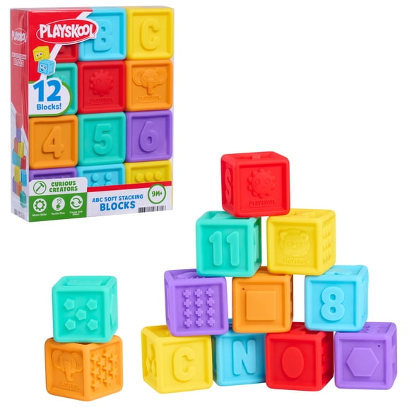 Playskool ABC Soft Stacking Blocks - Early Learning Baby Blocks Set for Infants and Toddlers