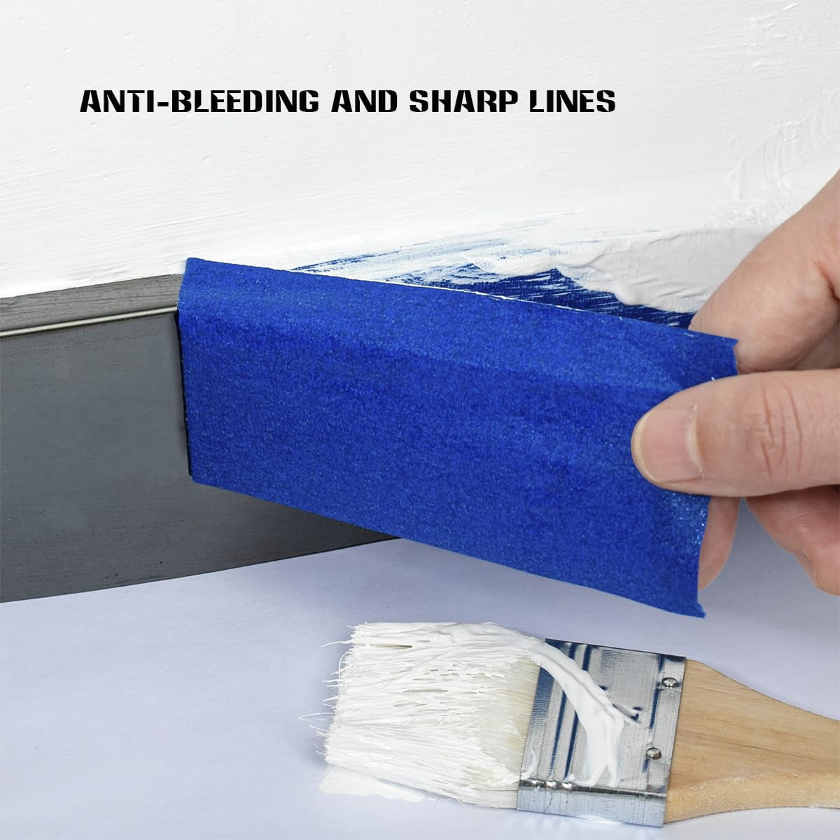 Blue Painters Tape, 2 Inch Masking Tape Bulk for Multi-Surface, Produce Sharp Lines, Residue-Free 196 Yards Total Set of 4 Rolls
