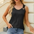 thumbnail image 5 of Sleeveless V Neck Tank Tops for Women metallic Ring Trim Solid Vest Tops Tunic Shirts Summer 2025 Trendy Tees Black L, 5 of 7