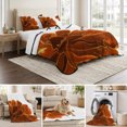 thumbnail image 6 of Twin Quilt Set 68''x86'', Burnt Orange Lightweight Summer Bedspread Coverlet Set with 2 Pillow Shams, Sparkle Gold Stained Floral Flower Art Breathable All Season Quilt Bedding for Dorm/Bedroom, 6 of 9