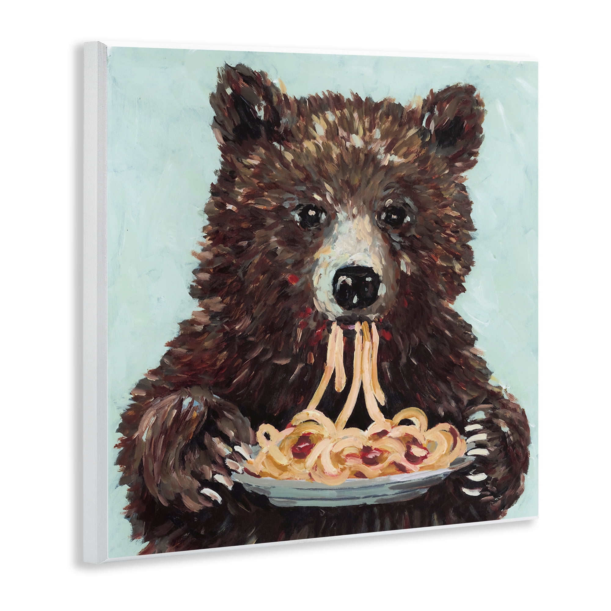 Whimsical Bear & Spaghetti Wall Plaque Art, design by Studio Bautista