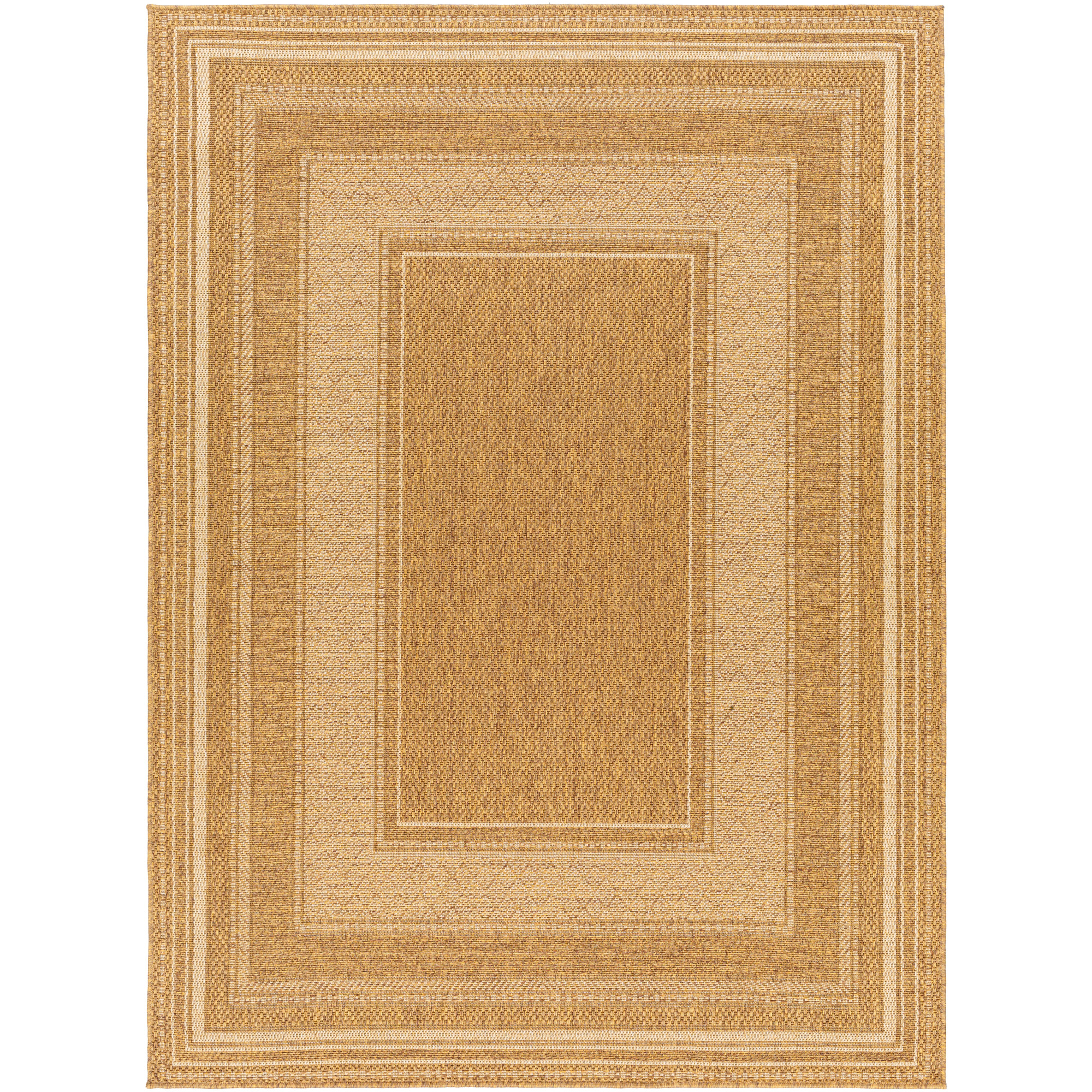 Livabliss Pismo Beach Border Outdoor/Indoor Area Rug, Beige ,9'2" x 12'