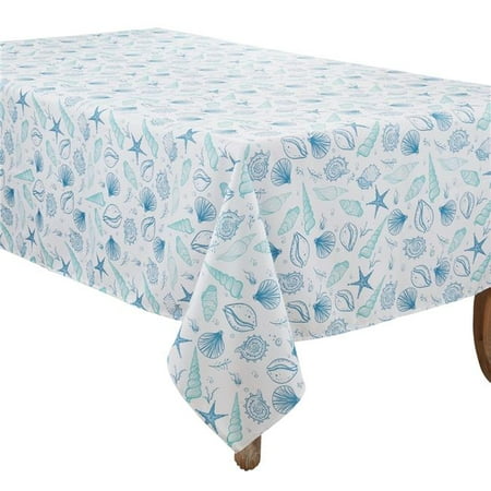 

Saro Lifestyle 1022.BL6584B 65 x 84 in. Seashell Design Oblong Tablecloth Blue