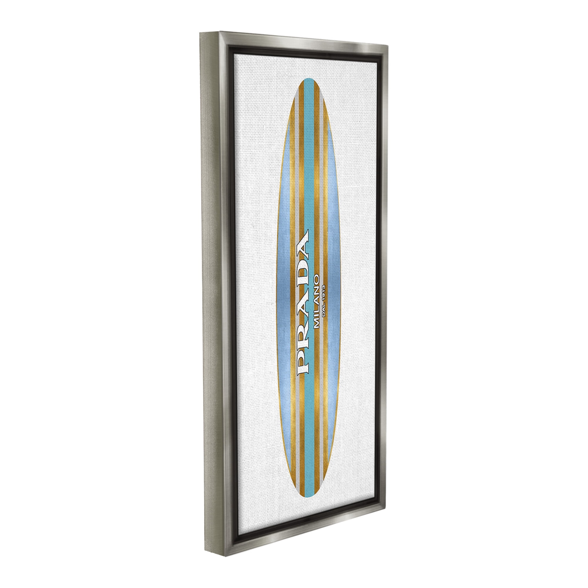 Stupell Industries Fashion Glam Surfboard Nature Painting Gray Floater Framed Canvas Art Print Wall Art, 11 x 25