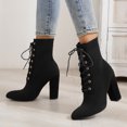 thumbnail image 4 of NECHOLOGY Botas Mujer Adulto Femenino Zapatos Botines para mujer Europa y los Unidos comercio exterior grueso con tacones cómodo transpirable vuelo tejido malla botas botines (Black, 10), 4 of 7