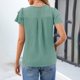 thumbnail image 4 of Camisas de Cuello de Tripulación de Manga Corta para las Mujeres Plisado Mangas de Ruffle, Cuello Redondo Casual Primavera Y Blusa de Verano, 4 of 8