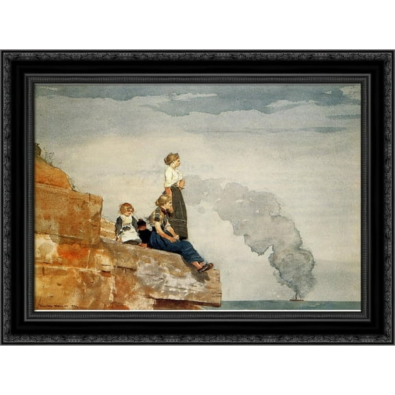 Fisherman's Family 24x19 Black Ornate Wood Framed Canvas Art by Homer, Winslow