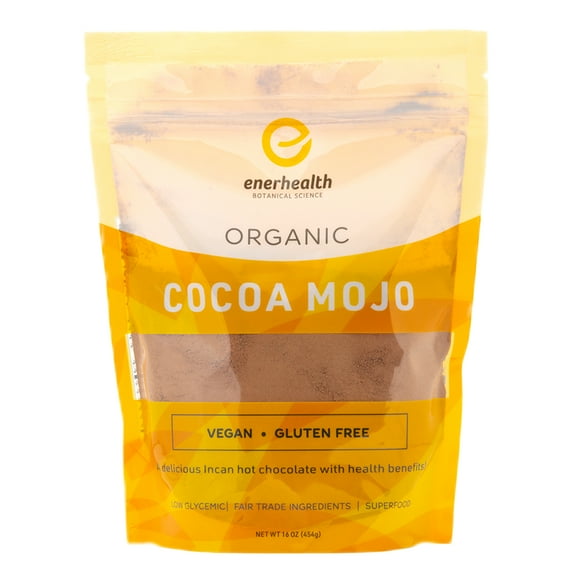 Enerhealth Botanicals Cocoa Mojo – Certified Organic Hot Chocolate Peruvian Cocoa Mix, Sweetened with Low Glycemic Coconut Palm Sugar and Infused with 6 Mushroom Extracts to Boost Immunity – 16 oz