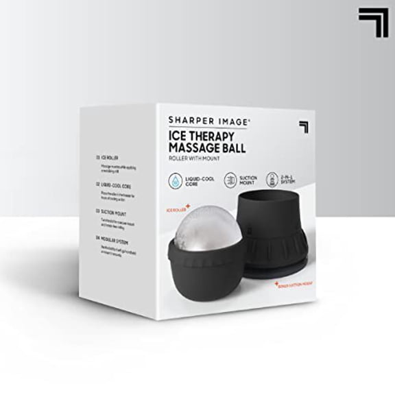 Sharper Image Ice Therapy Massage Ball with Suction Wall Mount, Liquid-Cool Core, Muscle Massager