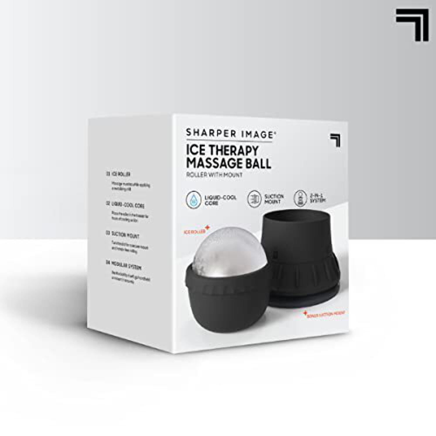 Sharper Image Ice Therapy Massage Ball with Suction Wall Mount, Liquid-Cool Core, Muscle Massager