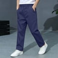 thumbnail image 5 of Boys School Uniform Pants Pull-On Loose Fit Lightweight Workwear Flat Front Elastic Waisted Straight Trousers with Pockets Navy 14-15 Years, 5 of 9