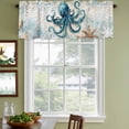 thumbnail image 5 of 2 Panels Teal Octopus Coastal Valance for Windows, Summer Beach Vintage Nautical Light Filtering Kitchen Curtains, Rod Pocket Window Treatment Curtain Valances for Living Room Bedroom, 54"x18", 5 of 9